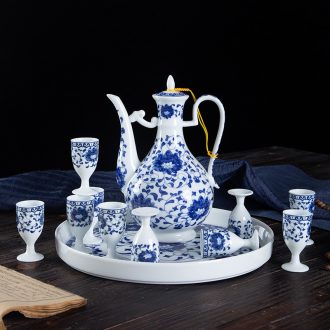 Blue and white porcelain ceramic wine suits Chinese wine pot liquor cup a small handleless wine cup goblet wine cups of black wine home