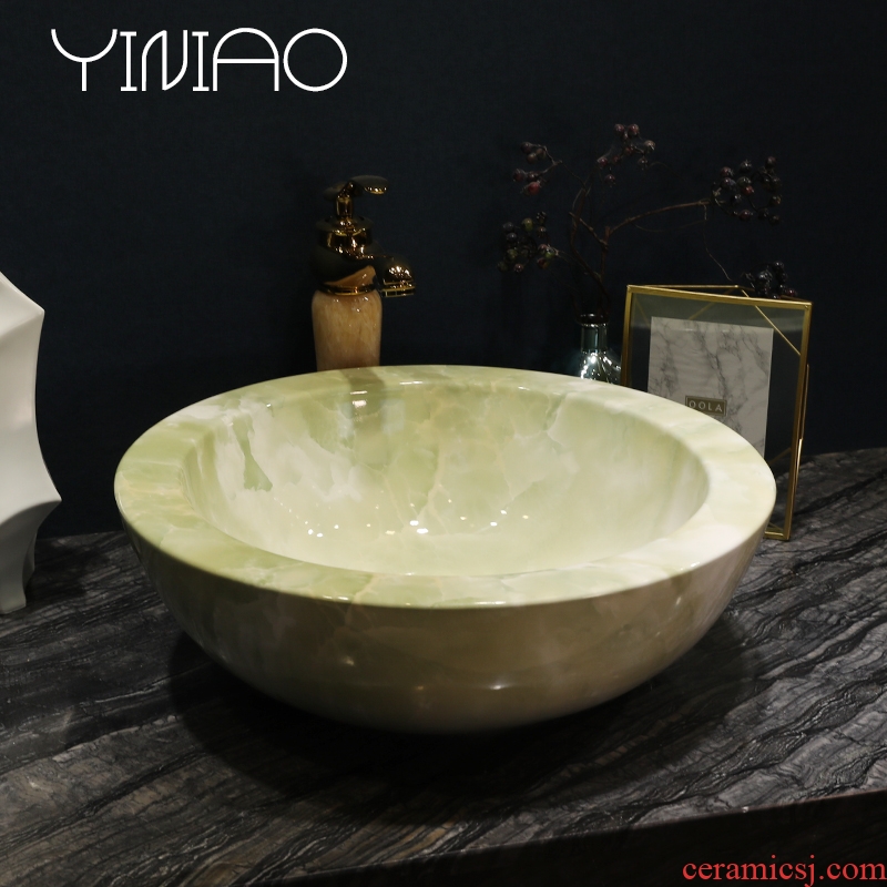 Million birds ceramic art basin stage basin sink European toilet lavatory basin of green marble table