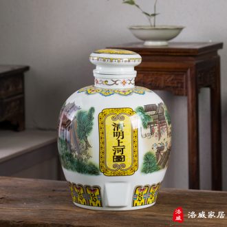 Ceramic wine jar it household of Chinese style liquor pot rice wine 10 jins 20 bubble wine sealed with cover bottle of the ancients