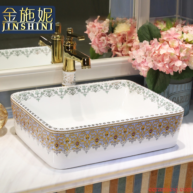 Gold cellnique installs the basin that wash a face ceramic wash basin bathroom sink basin bathroom basin on the rectangular basin