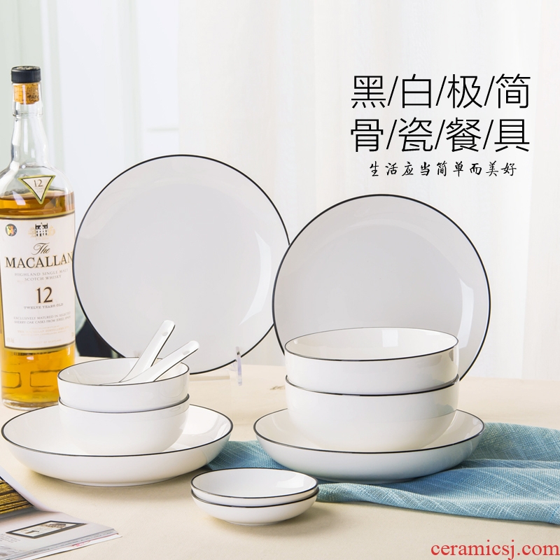 Dishes home suits Japanese northern wind contracted under the glaze ceramic bone China tableware individuality creative European dishes