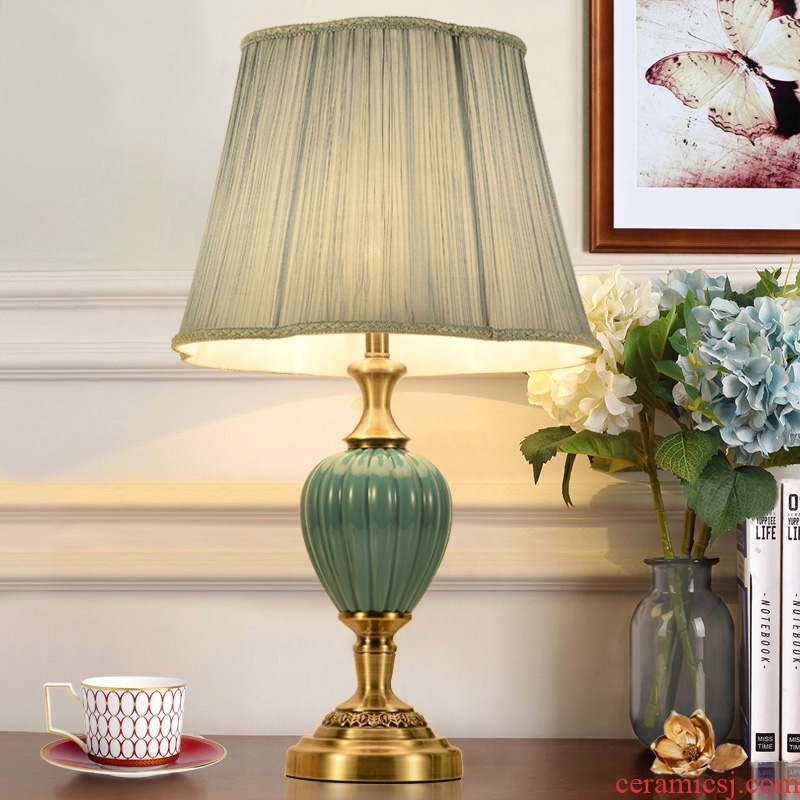 American bedroom ceramic desk lamp bedside lamp contracted creative remote warm light sweet romance marriage room sitting room adornment