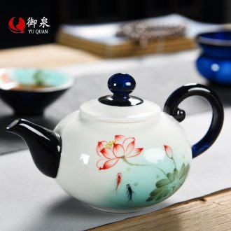 Kung fu imperial springs hand-painted lotus little teapot ceramic household utensils pure manual single pot teapot