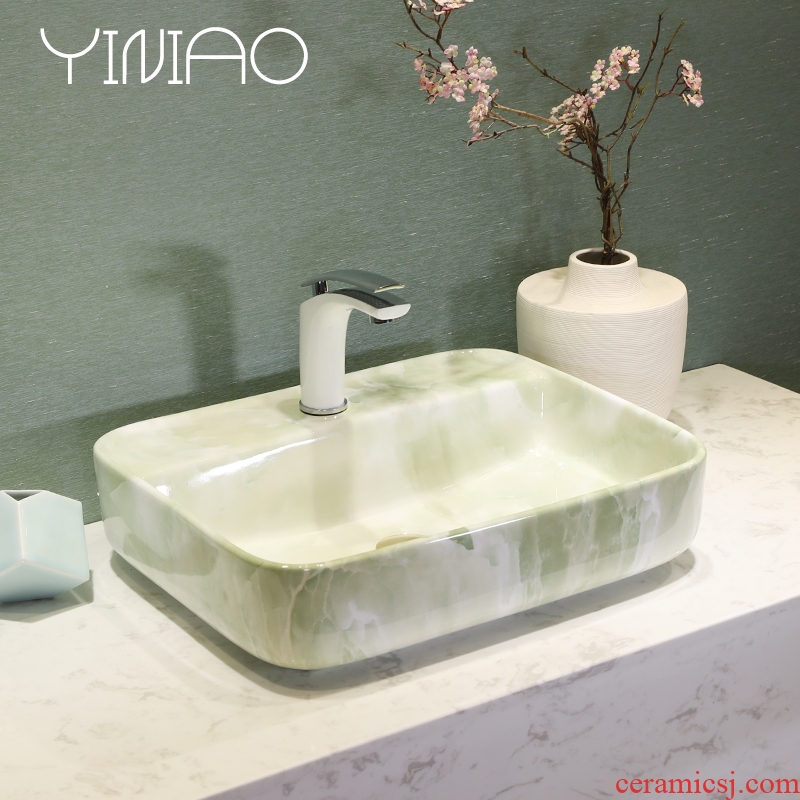 Jingdezhen art lavatory modern green marble basin bathroom sink basin stage basin