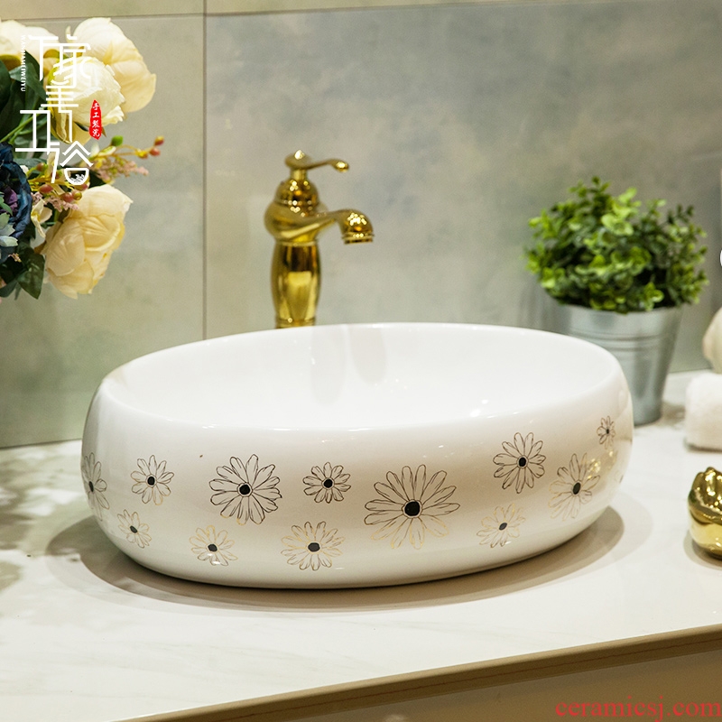 Ceramic basin stage basin sinks art circle european-style hand-painted toilet lavabo, the colour flower