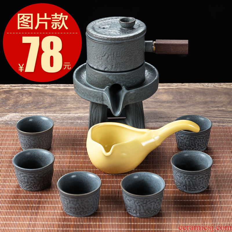 Qin Yi stoneware semi-automatic tea set all retro stone mill contracted lazy kung fu tea, home of a complete set of
