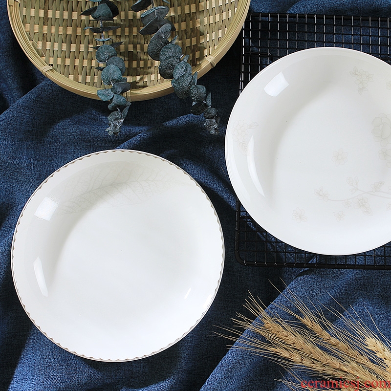 Household jingdezhen ceramic Chinese simple dishes new plate 8 inches FanPan steak plate plate