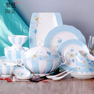 Inky jingdezhen ceramic tableware suit the Mediterranean amorous feelings of eating food dishes suit household love the sea