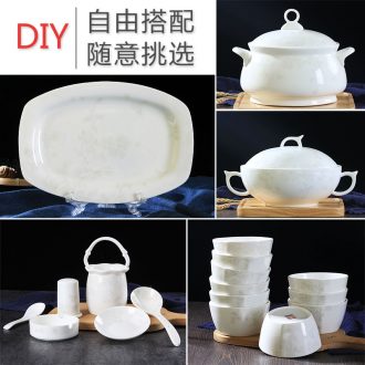 Jingdezhen home dishes suit Chinese cute bowl bone porcelain tableware individual contracted combination noodles in soup dishes