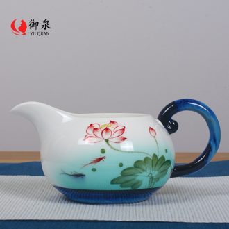 Imperial springs hand-painted lotus tea ware ceramic fair mug kung fu tea set points) sets tea in the cup