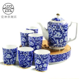 Porcelain ceramic water god provide suits Chinese cold hot water kettle cup cup tea set household take tea tray