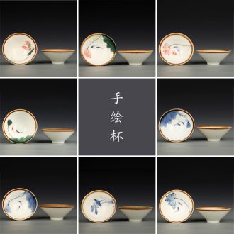 Gorgeous young hand-painted kung fu ceramic sample tea cup hat to master cup small masterpieces of blue and white porcelain tea cups oil-lamp can build the bowl
