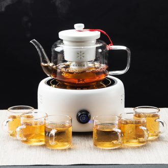 Qin Yi glass tea steamer pu-erh tea boiled tea ware suit ceramic teapot tea set household electrical TaoLu kung fu tea cup