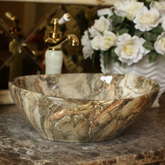 Jingdezhen ceramic stage basin elliptic continental basin of contemporary and contracted marble art bathroom sinks