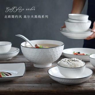 Ceramic dishes suit household 4-6 people eat bread and butter plate combination of jingdezhen porcelain bone 2 Japanese contracted tableware