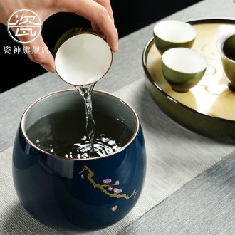 Ji blue porcelain god kung fu tea tea tray in hot tea accessories writing brush washer size ceramic cylinder tea wash water wash water jar