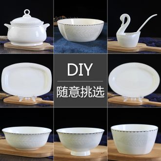 Jingdezhen ceramic tableware ceramics dishes home outfit matching your job rainbow noodle bowl bowl Chinese parts combination