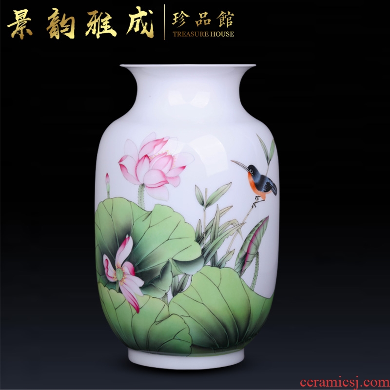 Jingdezhen ceramic home sitting room porch handmade porcelain decorative flower vase is placed new Chinese arts and crafts