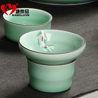 Recreational product kung fu tea accessories fish celadon teapot teacup ceramic) make tea tea strainer filtering device