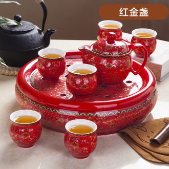 Married kung fu tea set suit wedding Chinese style household contracted jingdezhen ceramic teapot tea tray of a complete set of cups