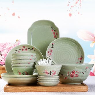 4 dishes suit household 6 people eat dish bowl mix Japanese rainbow noodle bowl bone porcelain of jingdezhen ceramics tableware