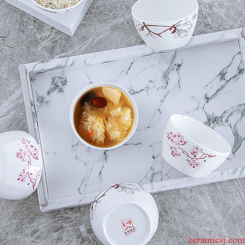 Jingdezhen ceramic square eat bowl household contracted rice bowls creative lovely tableware porringer 4.5 inches