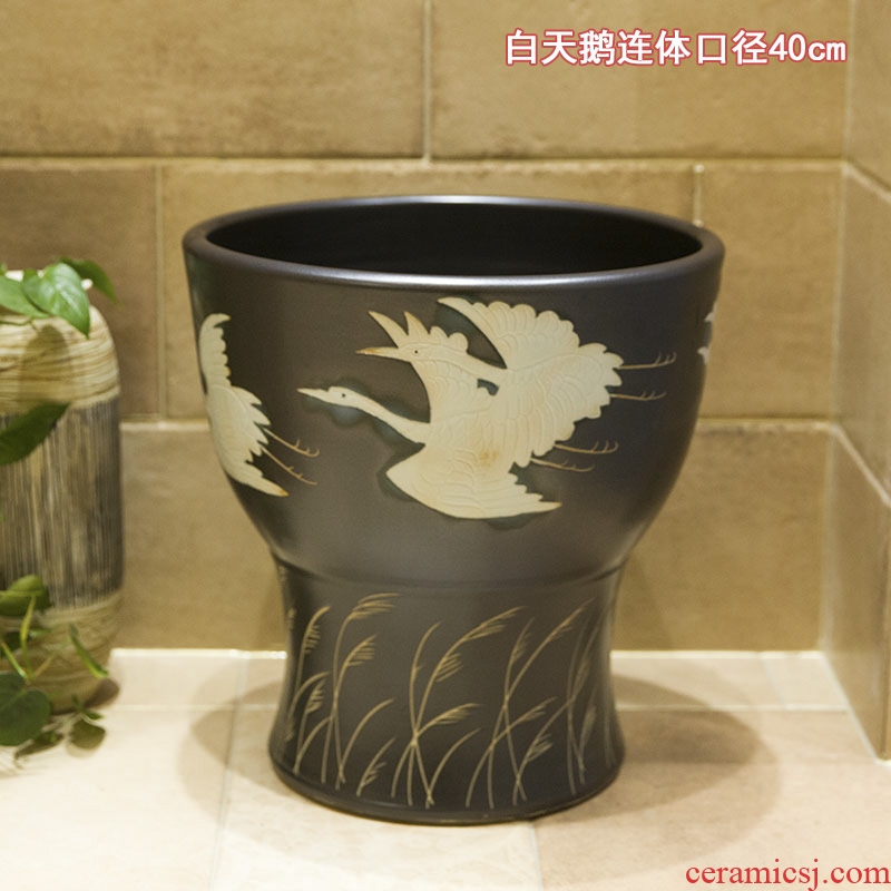 Koh larn, qi ceramic art basin mop mop pool ChiFangYuan one-piece mop pool diameter 40 cm white swan