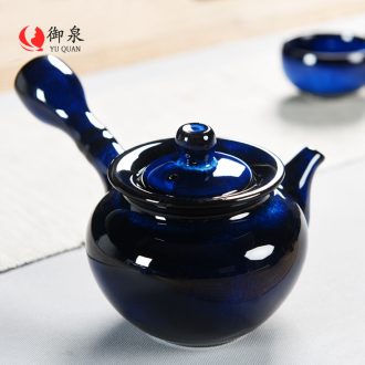Imperial springs kiln ceramic side pot small household teapot jun kung fu tea set contracted single pot of personality