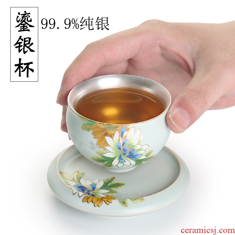 999 sterling silver cup of household ceramic cups coppering.as ru kiln owners silver cup single cup kung fu tea tea bowl