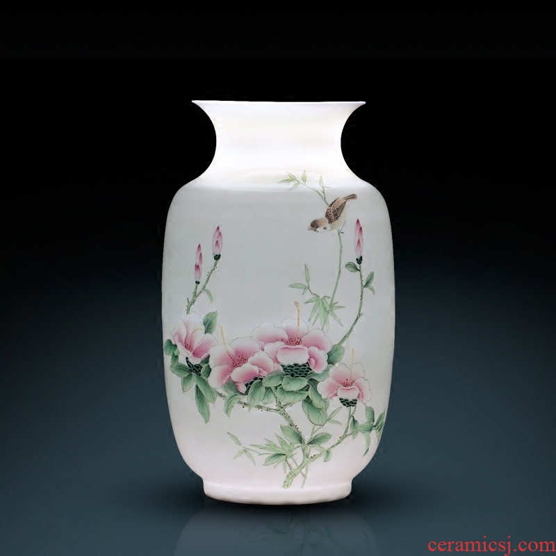 Jingdezhen ceramics famous hand-painted enamel vase thin foetus rich ancient frame sitting room adornment of Chinese style household furnishing articles