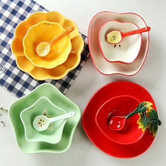 Lovely fruit bowl of strawberries glaze bowls of rice bowls plates dessert bowls, Korean creative ceramics tableware suit