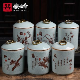 HaoFeng elder brother up with trumpet tea as cans pu 'er tea box ceramic POTS travel home portable storage sealed as cans
