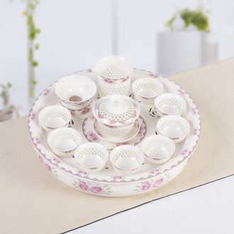 Ronkin whole household exquisite kung fu tea sets mini ceramic tea tray small hollow out simple make tea