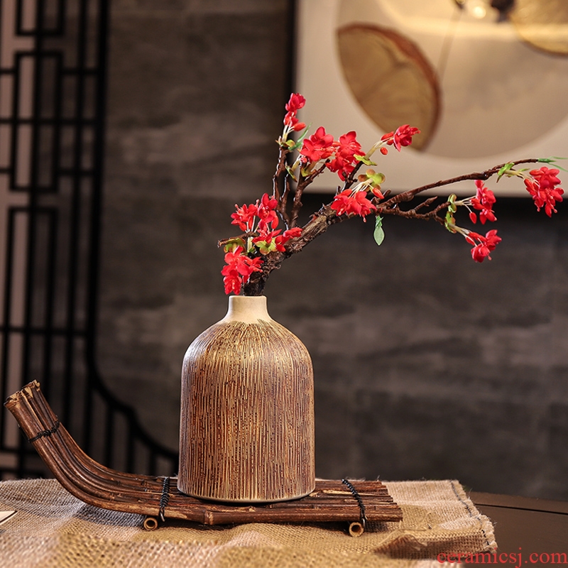 Ceramic POTS dry flower vase planting soil restoring ancient ways is sitting room decorate ceramic flower implement zen coarse TaoYingChun floral decorations