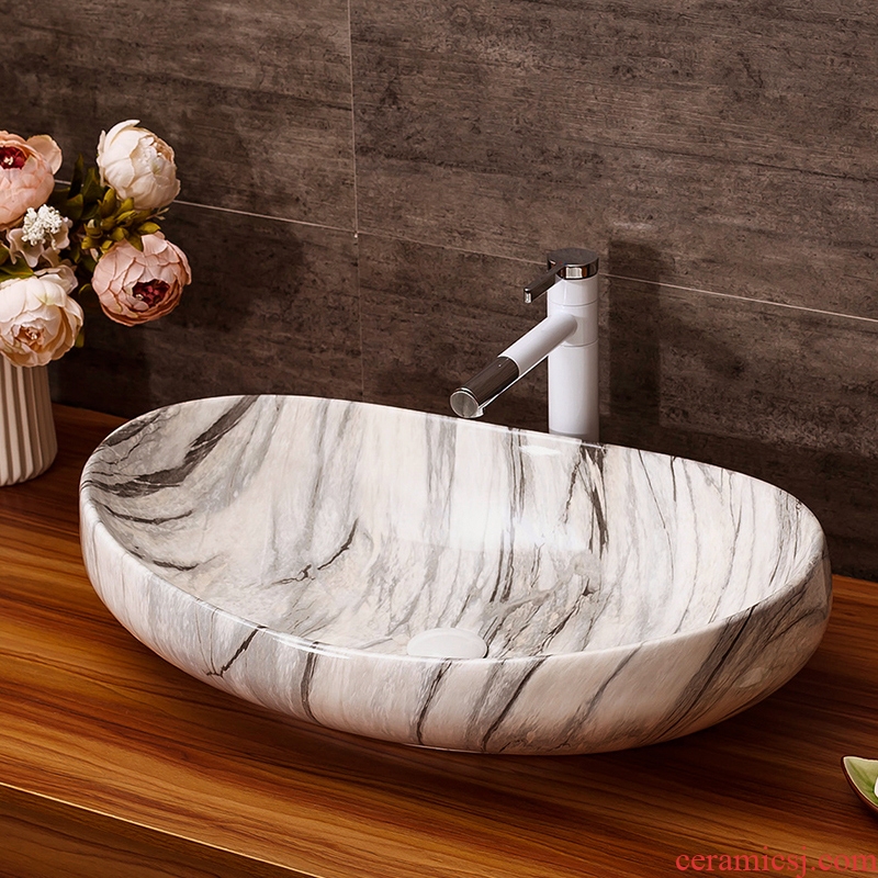 Ceramic art basin home toilet lavabo oval basin basin of Europe type restoring ancient ways the marble table