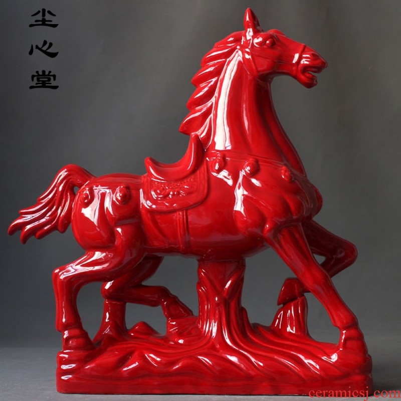 Dust heart horse ceramic Malaysian red hare send BMW horse placed success of feng shui money immediately