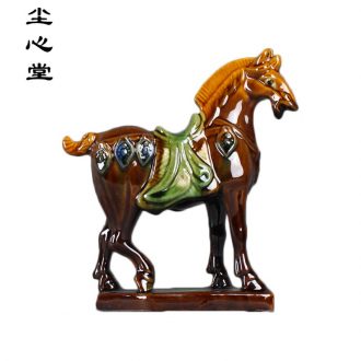 Dust heart of tang sancai pottery and porcelain horse furnishing articles presents six suit pure handicraft feng shui plutus dealer