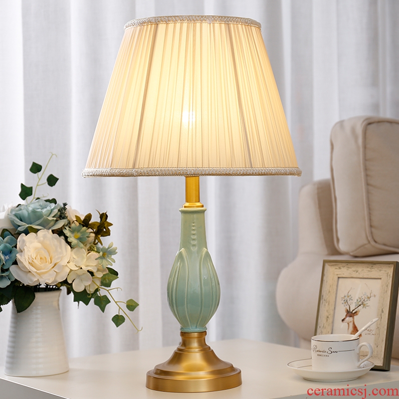 Simple European ceramic desk lamp full copper fashion creative home sitting room lamps and lanterns of bedroom the head of a bed lamp sweet romance