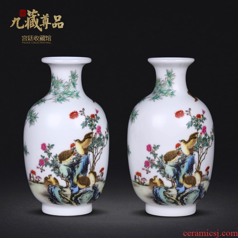 Jingdezhen ceramics imitation qing qianlong colored enamel ten bamboo treasure peace sitting room adornment handicraft furnishing articles collection