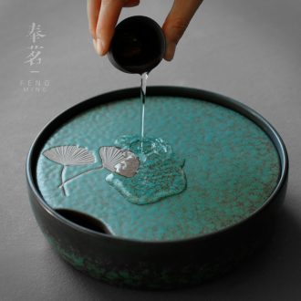 Serve tea plate of coarse pottery up circular dry mercifully water mini ceramic kung fu tea pot of tea and tea tea tray bearing
