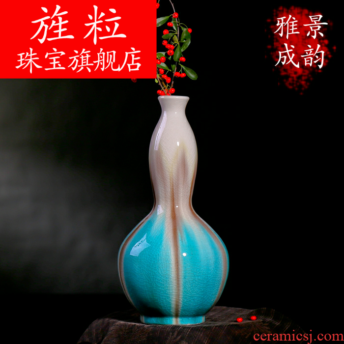 Continuous grain color glaze up porcelain vase when modern ShangBing crack glaze up vase furnishing articles flowers home