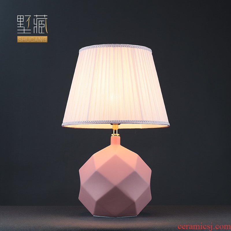 Light and decoration ceramics lamp lamp decoration art contracted and I American desk lamp of bedroom the head of a bed creative sitting room lamps and lanterns