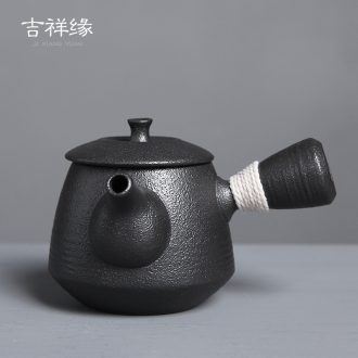 Lucky black pottery lateral as the home coarse pottery teapot mini filtering pot zen little teapot ceramics by hand