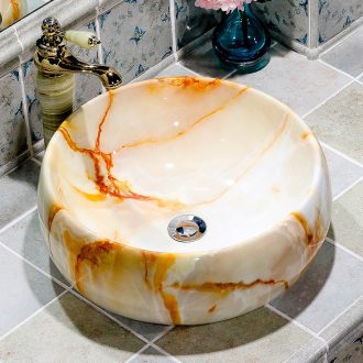 On the sink circular imitation marble ceramic European art contracted household sanitary toilet wash basin
