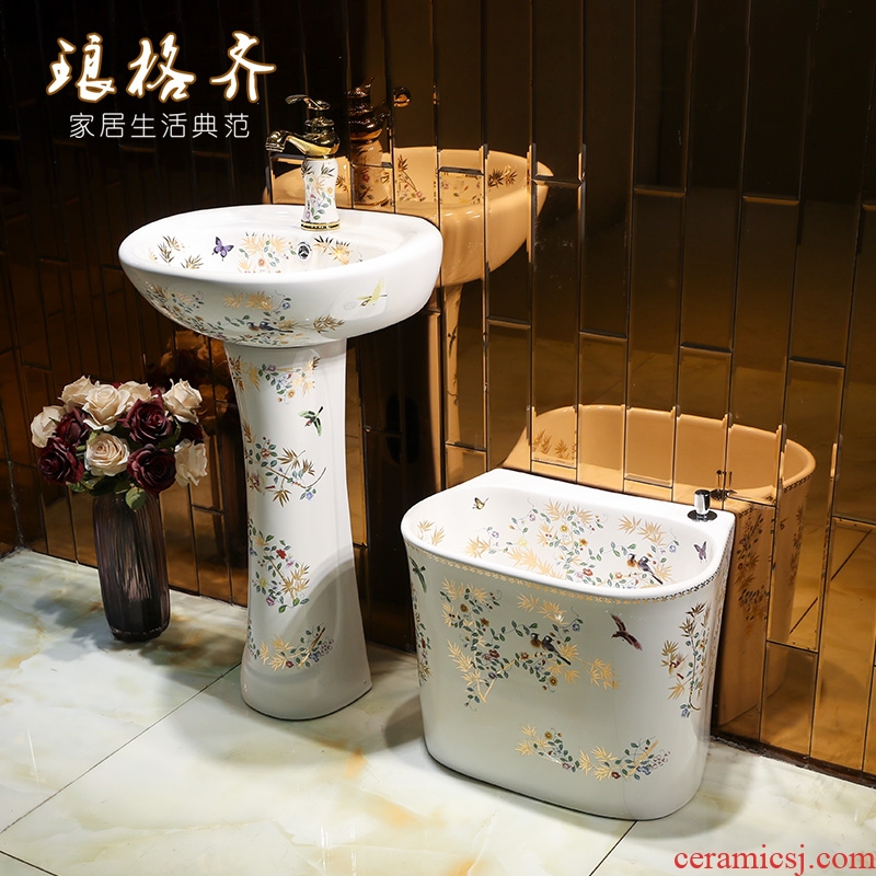 Restore ancient ways small pillar pillar type lavatory basin of mini Chinese ceramics small family floor sink basin