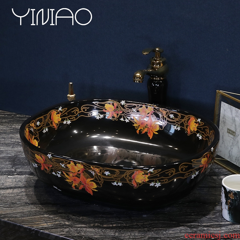 Million birds European stage basin round ceramic household sink art lavatory basin Jin Wen lavabo