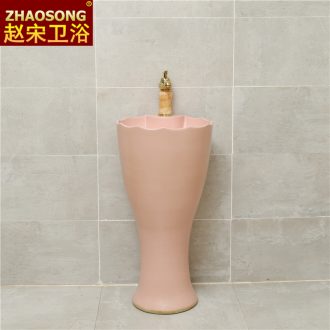 Northern wind of song dynasty porcelain column basin one-piece household lavabo floor type lavatory sink outdoor