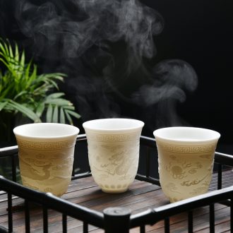 Leopard lam suet jade exquisite ceramic cups single CPU kung fu tea cup white porcelain lamp cup sample tea cup tea master list