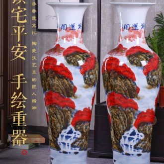 Jingdezhen ceramics China red large vases, flower arrangement home sitting room new adornment large furnishing articles - 605751380139