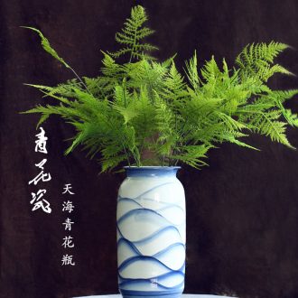 Jingdezhen ceramics archaize sitting room place flower arrangement craft landing big blue and white porcelain vase vase decoration - 593233394343